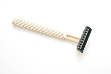 groom shaving on white background