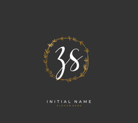 Handwritten letter Z S ZS for identity and logo. Vector logo template with handwriting and signature style.