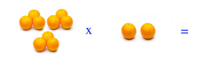 Sencillos problemas matemáticos de multiplicar con naranjas