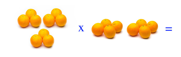 Sencillos problemas matemáticos de multiplicar con naranjas