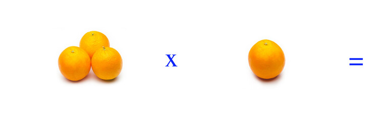 Sencillos problemas matemáticos de multiplicar con naranjas