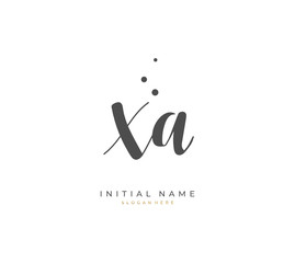 Handwritten letter X A XA for identity and logo. Vector logo template with handwriting and signature style.