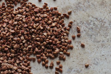 Buckwheat on burlap background