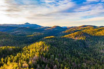 Beautiful countryside landscape in Gorski kotar, Croatia, from drone, mountains in background