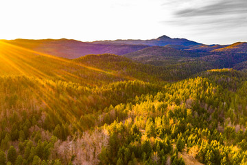 Beautiful countryside landscape in Gorski kotar, Croatia, from drone, mountains in background