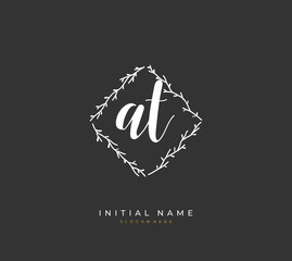 Handwritten letter A T AT for identity and logo. Vector logo template with handwriting and signature style.