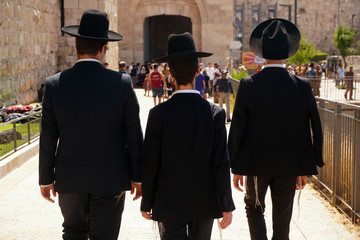 Jerusalem, Israel - January 09, 2020: Jewish Style Man in the Traditional Dress near the Western...