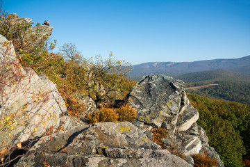 View from the rocks over the countryside in tha fall