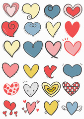 hand drawn scribble hearts