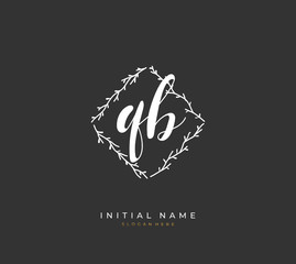 Handwritten letter Q B QB for identity and logo. Vector logo template with handwriting and signature style.