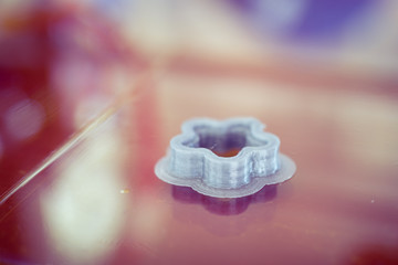 Fototapeta na wymiar 3D printed object on 3d printer bed
