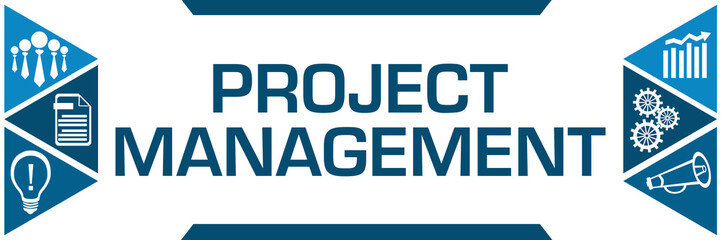 Project Management Blue Triangles Both Sides Business Symbols 