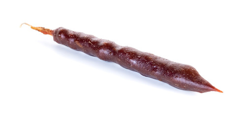 Georgian homemade churchkhela with walnuts and grape juice isolated on white