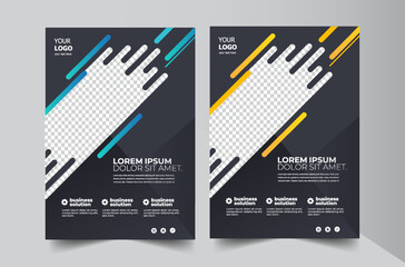 Brochure design, cover modern layout, annual report, poster, flyer in A4 with colorful triangles - obrazy, fototapety, plakaty