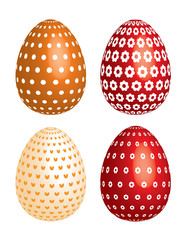 Celebrate Happy Easter. Spring collection with decorated colorful painted easter eggs. Vector illustration. Isolated on transparent background.