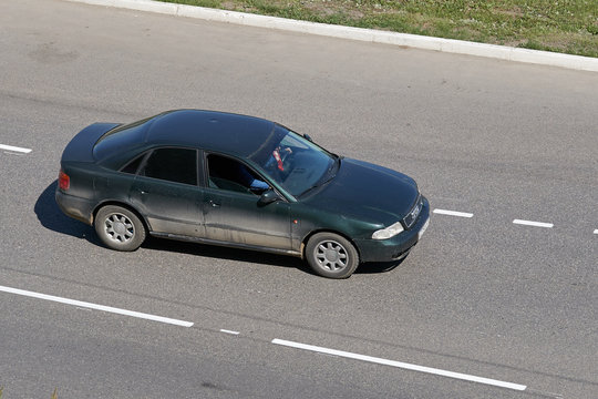 SARANSK, RUSSIA - MAY 18, 2019: Audi A4 on city road.