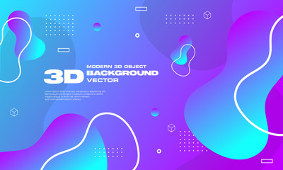 3D modern liquid geometric background with gradient style and fresh color theme. Editable to any media such as banner , poster , backdrop and more. Vector illustration EPS 10