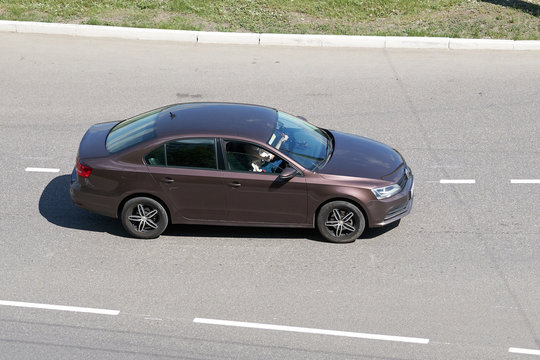 SARANSK, RUSSIA - MAY 17, 2019: Jetta on city road.