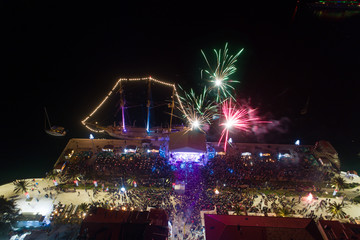 New Year's Eve fireworks over the embankment of Tivat.