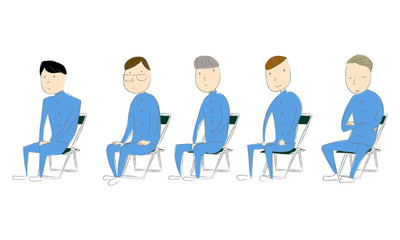 座る男子生徒5人
