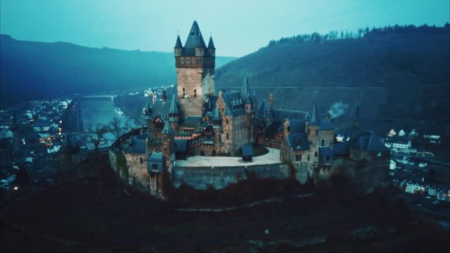 Aerial view of a european castle