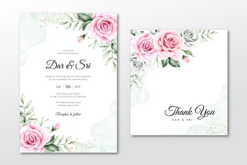 Fototapeta na wymiar beautiful floral on wedding card template