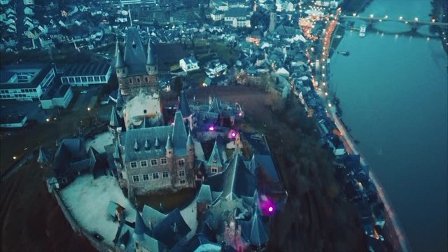 Aerial view of a european castle