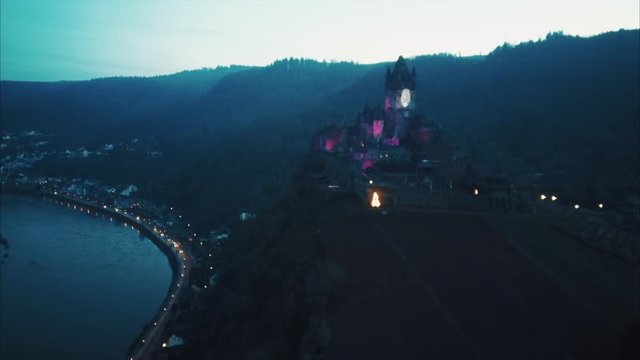 Aerial view of a european castle