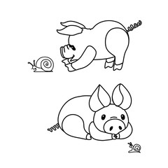 vector line cartoon animal clip art