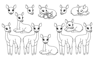 Obraz na płótnie Canvas vector line cartoon animal clip art