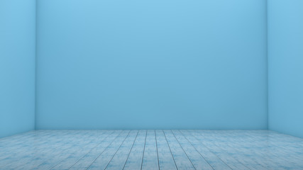 Empty Room Wooden Floor Wall, 3D Rendering