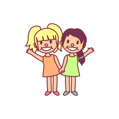 vector cute cartoon kids, child