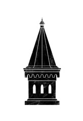 Medieval tower. Hand painted illustration isolated on a white background.