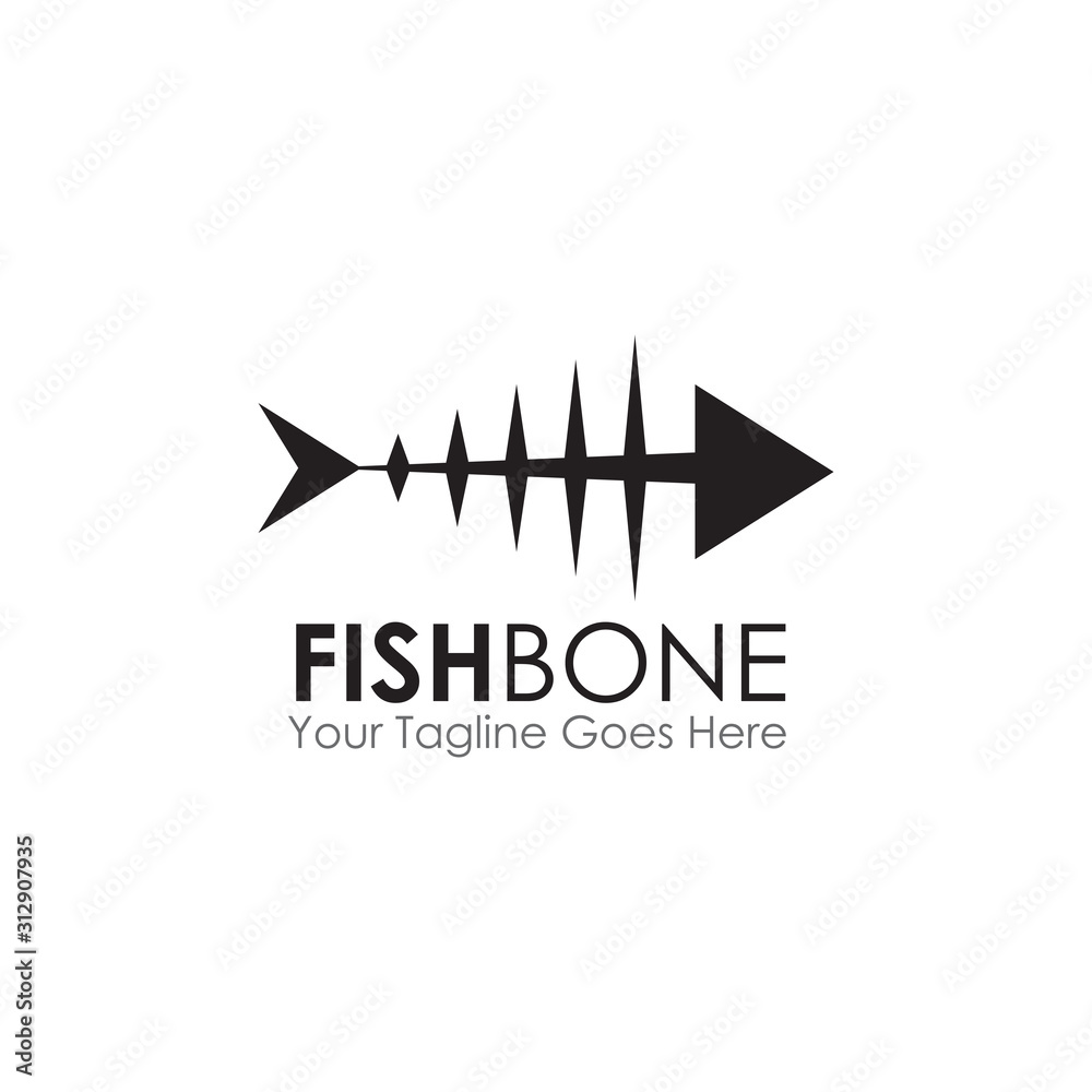 Poster Restaurant logo design with using fish bone graphic icon template