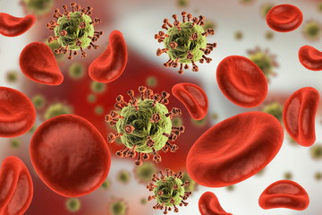 Virus infected blood cells - obrazy, fototapety, plakaty