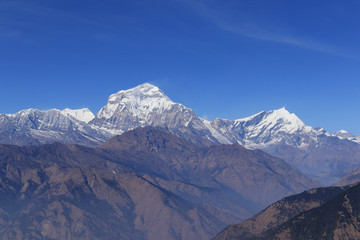 Beautiful peak of Annapurna on Annapurna Circuit in Himalaya Range, Pokhara, Nepal