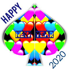 New year texts design with abstract background and balloons