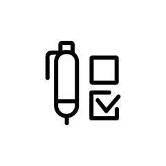 filling out the questionnaire icon vector. A thin line sign. Isolated contour symbol illustration