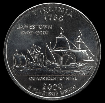Coin 25 US cents. States and territories. Virginia