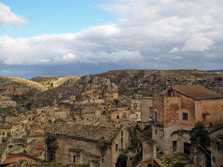 Fototapeta na wymiar A day of vacation in the ancient city of Matera in Italy