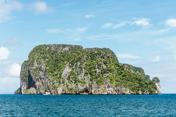 Beautiful sunny bay in Thailand. Tropical exotic holiday landscape.