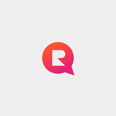 Letter R Chat Vector Template Logo Design