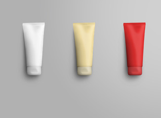 Mockup cosmetic tube for lotion skincare advertising.