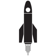 Rocket icon in a flat style. Space rocket launch. Spaceship.  Vector.