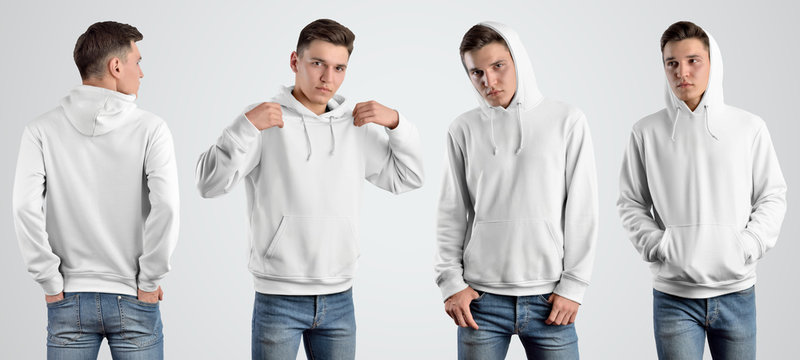 Mockup of white sweat with a hood for presentation design.
