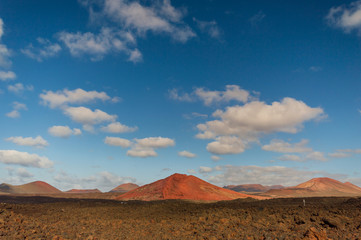 Red volcano in Canary near the ocean