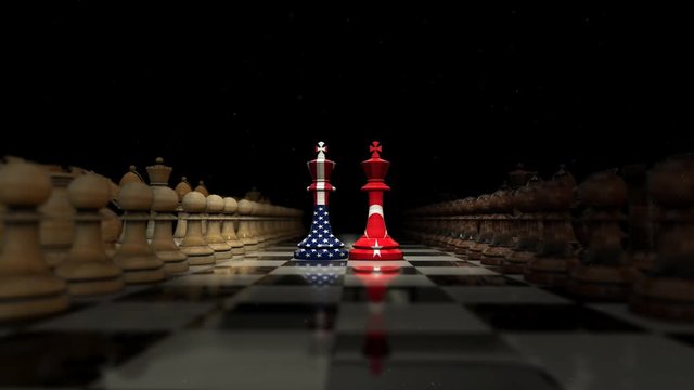 on the chessboard facing the shah of america and turkey. chess and strategy.