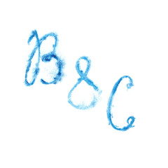 Elegant blue watercolor monogram B&C design template with two letters and ampersand. Wedding monogram. Monogram for invitation, wedding or greeting cards, emblem and label. 