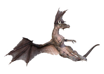 3D Rendering Fairy Tale Dragon on White