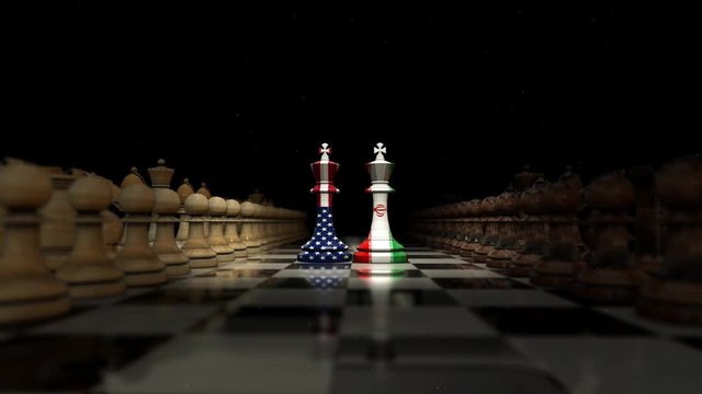 on the chessboard facing the shah of america and iran. chess and strategy.